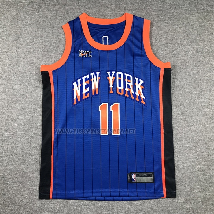 Camiseta Jalen Brunson NO 11 Nino New York Knicks Ciudad 2023-24 Azul